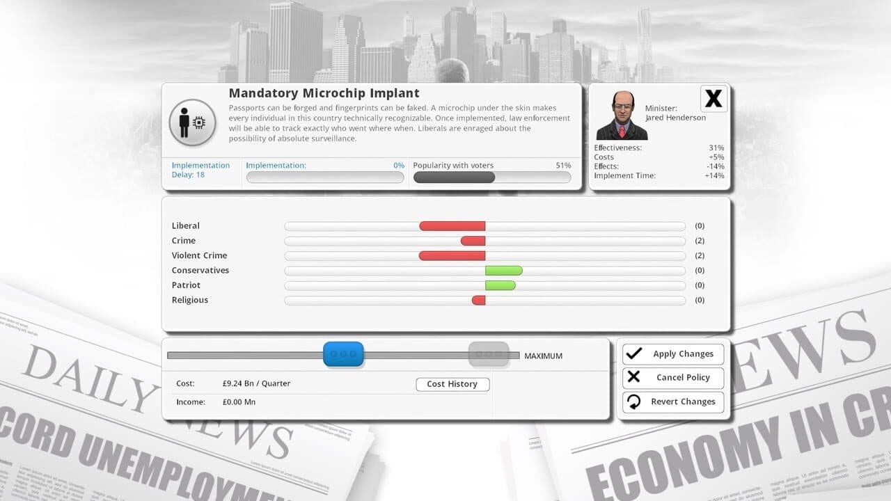 Democracy 3: Clones and Drones screenshot 1