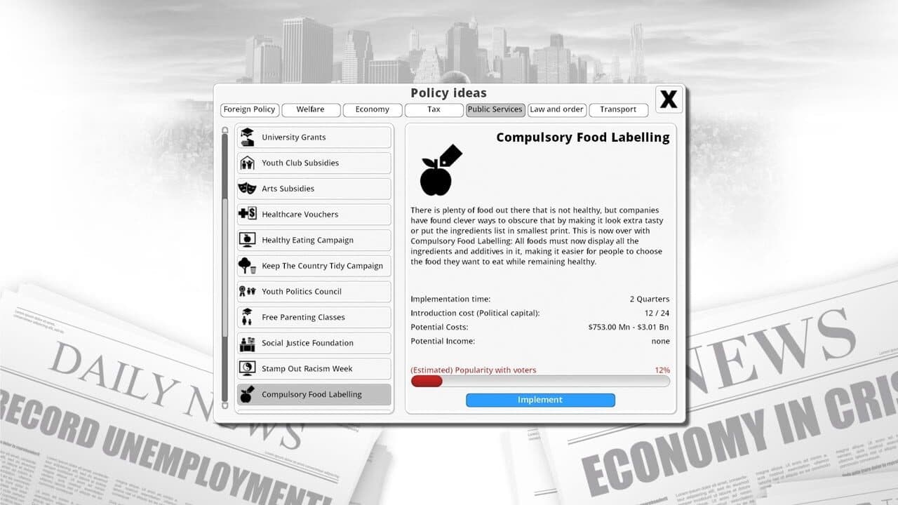 Democracy 3: Social Engineering screenshot 1