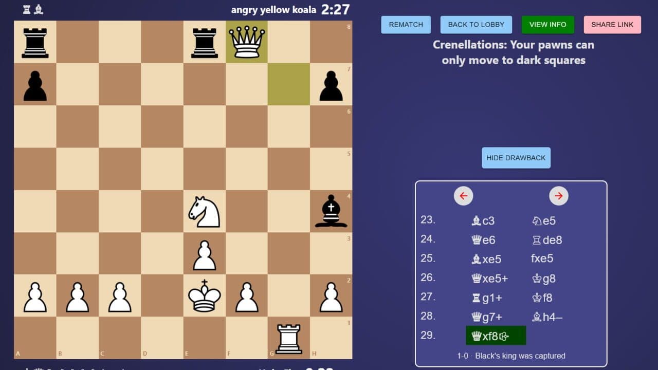Drawback Chess screenshot 1