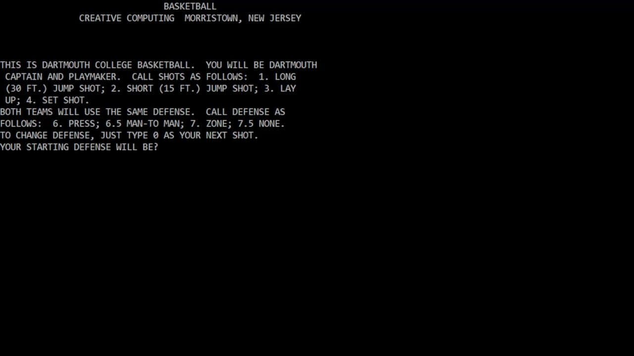 PDP 10 Timesharing Basketball screenshot 1