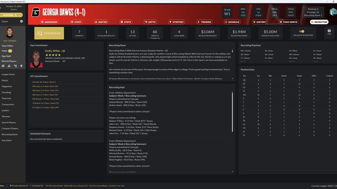 Draft Day Sports: College Football 2025 screenshot 1