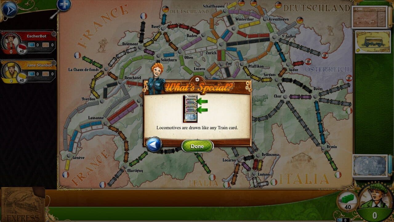 Ticket to Ride: Switzerland screenshot 1