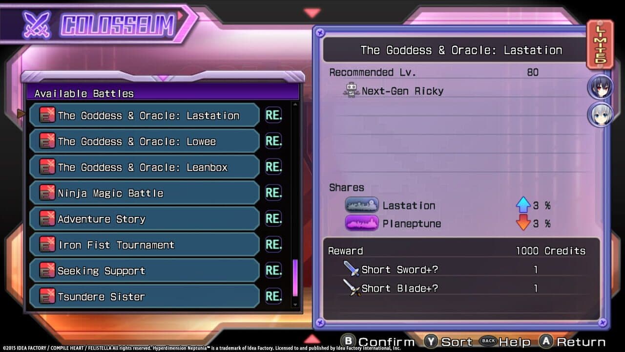 Hyperdimension Neptunia Re;Birth1: Colosseum + Characters DLC thumbnail 2