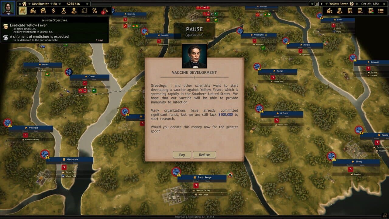 Railroad Corporation: Yellow Fever screenshot 1