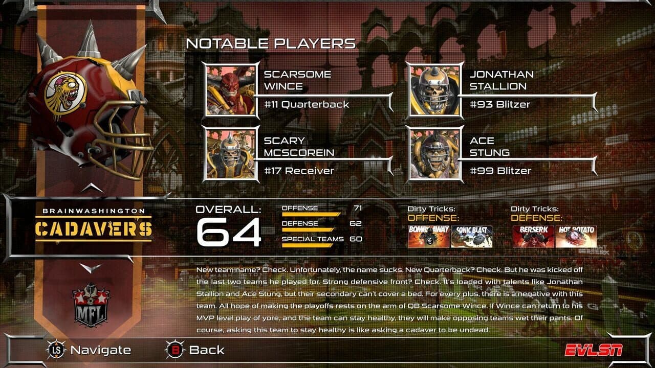 Mutant Football League: Brainwashington Cadavers thumbnail 2