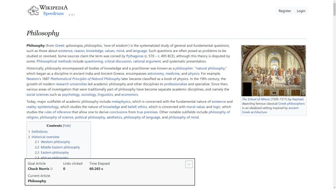 Wikipedia Speedruns screenshot 1