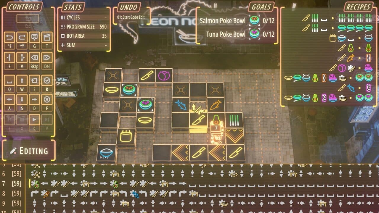 Neon Noodles: Cyberpunk Kitchen Automation screenshot 1
