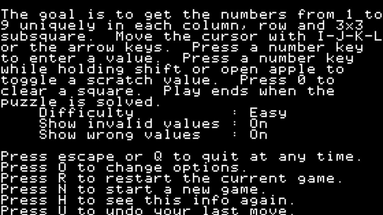 Apple II Sudoku screenshot 1