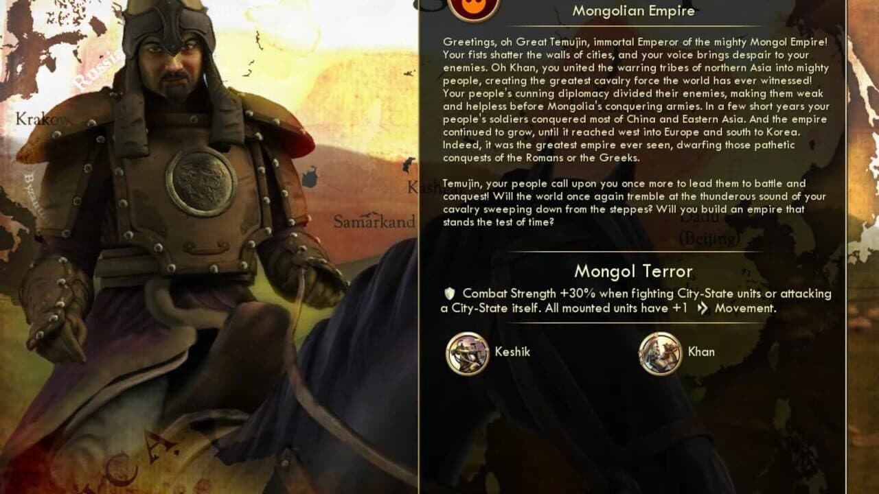 Sid Meier's Civilization V: Civ and Scenario Pack - Mongols (Genghis Khan) thumbnail 2