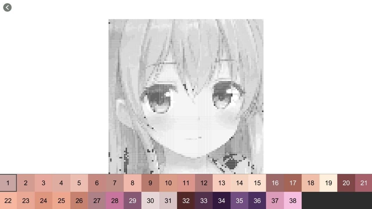 Anime Manga Style Girl: Color By Number Pixel Art Coloring thumbnail 4