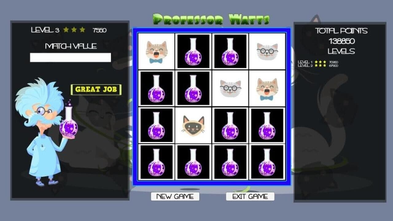 Professor Watts Memory Match: Cats screenshot 1